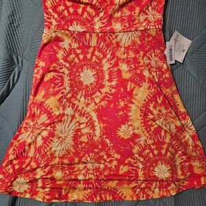 🫨 Lularoe Azue yellow and red tie dye skirt medium